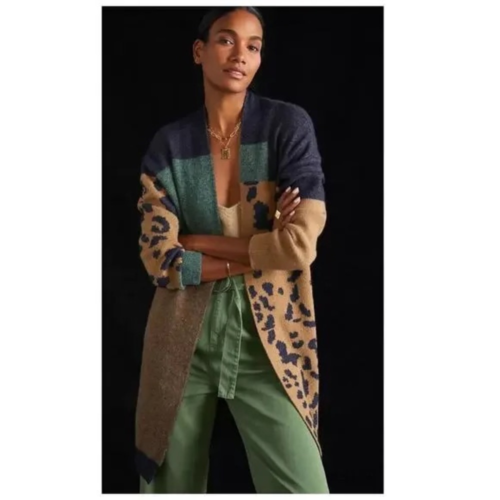Pilcro Anthropologie Animal Printed Duster Cardigan